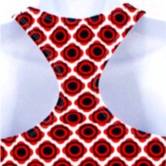 Swimsuit Red & Blue Geo Print Cutout Tankini Top Only Size Large - Picture 6 of 7